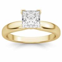 1 Carat Princess Cut Diamond Solitaire Ring, 14K Gold