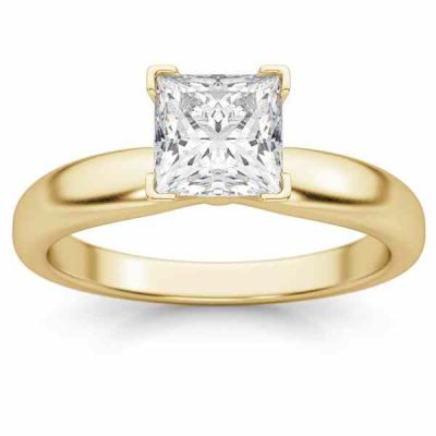 1 Carat Princess Cut Diamond Solitaire Ring, 14K Gold -  - DSR4-100