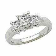 1 Carat Princess Cut Diamond Three-Stone Engagement Ring