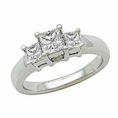 1 Carat Princess Cut Diamond Three-Stone Engagement Ring -  - AOGEGR2240