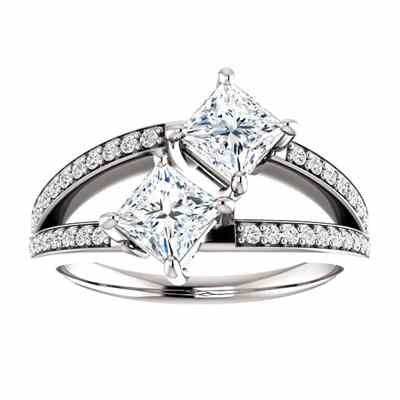 1 Carat Princess Cut Moissanite Engagement Ring in 14K White Gold -  - STLRG-122934MSDW
