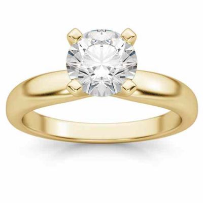 1 Carat Round Diamond Solitaire Ring, 14K Yellow Gold -  - DSR3-100