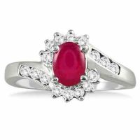 1 Carat Ruby and Diamond Flower Ring