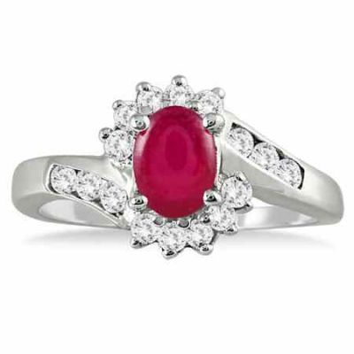 1 Carat Ruby and Diamond Flower Ring -  - PRR3222RB