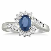1 Carat Sapphire and Diamond Flower Ring