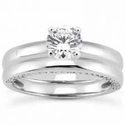 0.87 Carat Side Accented Diamond Bridal Wedding Ring Set