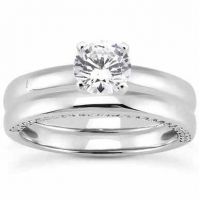 0.87 Carat Side Accented Diamond Bridal Wedding Ring Set