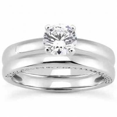 1.54 Carat Side Accented Diamond Bridal Wedding Ring Set -  - US-ENS3129W-100SET