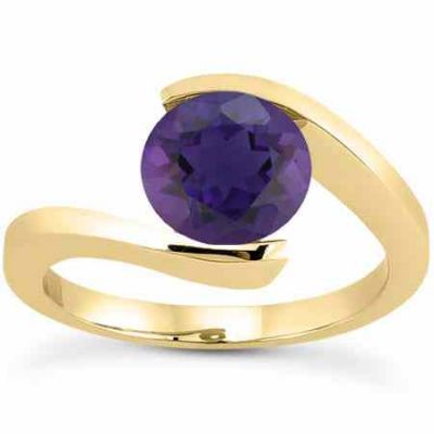 1 Carat Tension-Set Purple Amethyst Ring, 14K Yellow Gold -  - US-ENR7806AMY