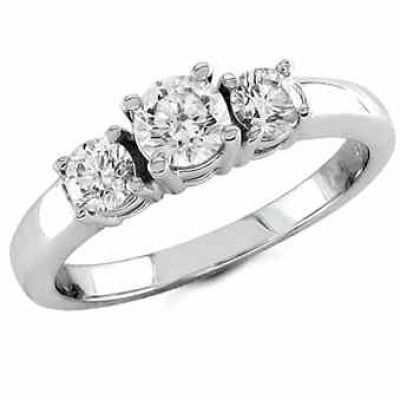 1 Carat Three Stone Diamond Engagement Ring -  - DWR-4
