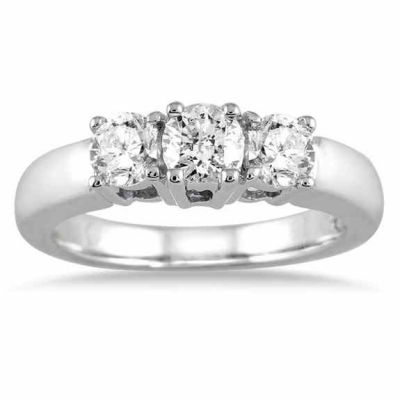 1 Carat Three Stone Diamond Ring, 10K White Gold -  - RGF50322