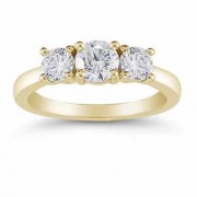 1 Carat Three Stone Diamond Ring, 14K Yellow Gold 1 Carat Three Stone Diamond Ring, 14K Yellow Gold
