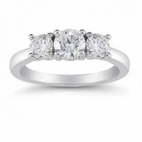 1 Carat Three Stone Diamond Ring in 14K White Gold