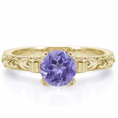 1 Carat Violet Floral Tanzanite Engagement Ring, 14K Yellow Gold -  - EGR3900TZY