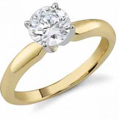 1 Carat White Topaz Solitaire Ring, 14K Yellow Gold -  - DSR1-WTY