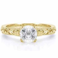 1 Full Carat Art Deco Diamond Engagement Ring, 14K Yellow Gold