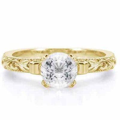 1 Full Carat Art Deco Diamond Engagement Ring, 14K Yellow Gold -  - EGR3900Y