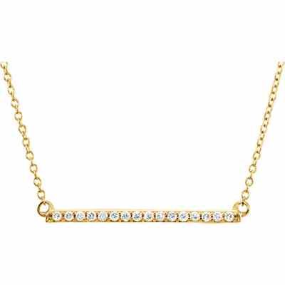 1 Inch 14K Yellow Gold Diamond Bar Necklace -  - STLPD-651738Y
