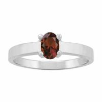 1 Stone Engraveable Mother's Gemstone Ring, White Gold
