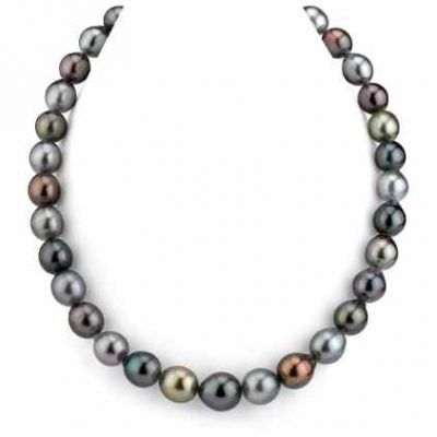 10-12mm Tahitian South Sea Multicolor Drop-Shape Pearl Necklace -  - 1012-TSSP-MCDR