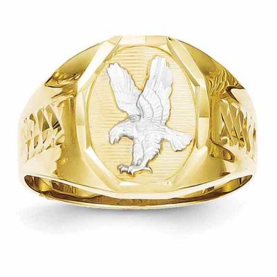 10K Gold and Rhodium American Eagle Ring -  - QGRG-10C1301