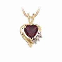 10K Gold Heart Shape Garnet and Diamond Pendant