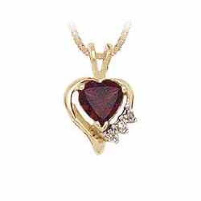 10K Gold Heart Shape Garnet and Diamond Pendant -  - SPP1519GT