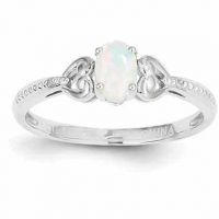 10K White Gold Opal and Diamond Ring