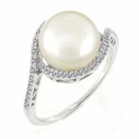 10mm Pearl Button Swirl Ring in Sterling Silver