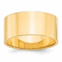 10mm Wide Flat Plain Wedding Band Ring in 14K Gold