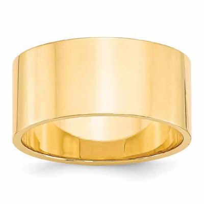 10mm Wide Flat Plain Wedding Band Ring in 14K Gold -  - AOGWB-FLAT10MMY