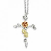 12K Rose Gold & Silver Rose of Sharon Necklace