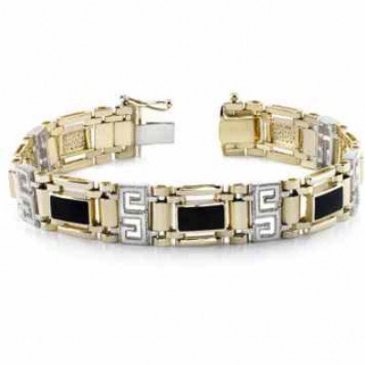 14 Karat Gold Men s Onyx Bracelet -  - BR81-3