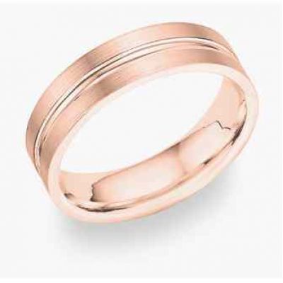 14 Karat Rose Gold Brushed Wedding Band Ring -  - ROSE-B5