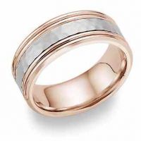 18K Rose Gold Hammered Wedding Band Ring