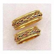 14 Karat Tri-Color Gold Braided Wedding Band Ring