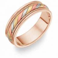 14 Karat Tri-Color Gold Design Wedding Band Ring