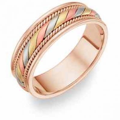 14 Karat Tri-Color Gold Design Wedding Band Ring -  - WBR-24P