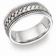 14 Karat White Gold Braided Wedding Band Ring