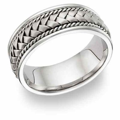 Platinum brushed-finished Braided Wedding Band Ring -  - PLAT-7