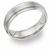 14 Karat White Gold Brushed Wedding Band Ring