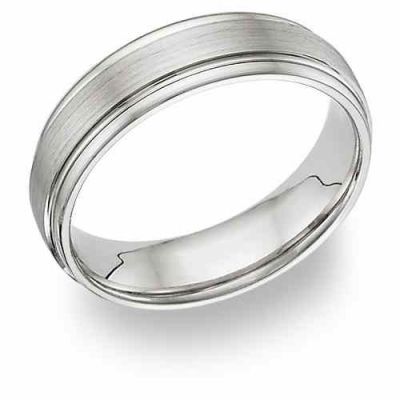 14 Karat White Gold Brushed Wedding Band Ring -  - WG-8