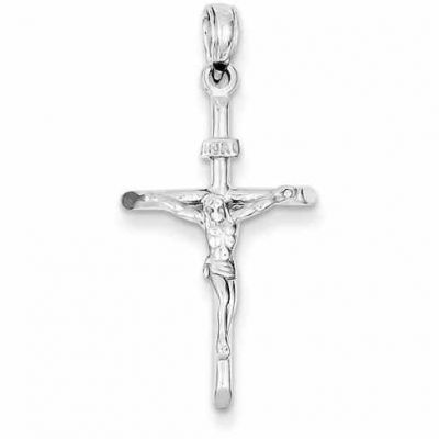 14 Karat White Gold Crucifix Pendant -  - QGCR-K2184