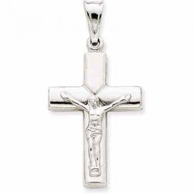 14 Karat White Gold Crucifix -  - QGCR-D3234