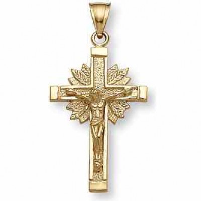 14 Karat Yellow Gold Crucifix Pendant 1 1/4 tall x  3/4" -  - DP112-1