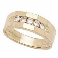 14K Gold 1/2 Carat Five Diamonds Angles Men's Ring
