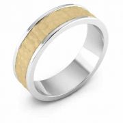 14K Gold and Silver Hammered Wedding Band Ring