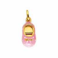 14K Gold Baby Shoe Pendant 17mm tall