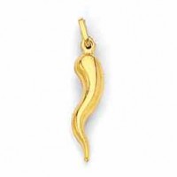 14K Gold Bull's Horn Italian Pendant