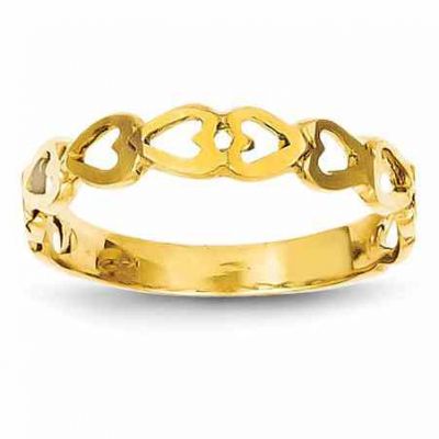 14K Gold Connected Cut-Out Heart Ring -  - QGRG-D112